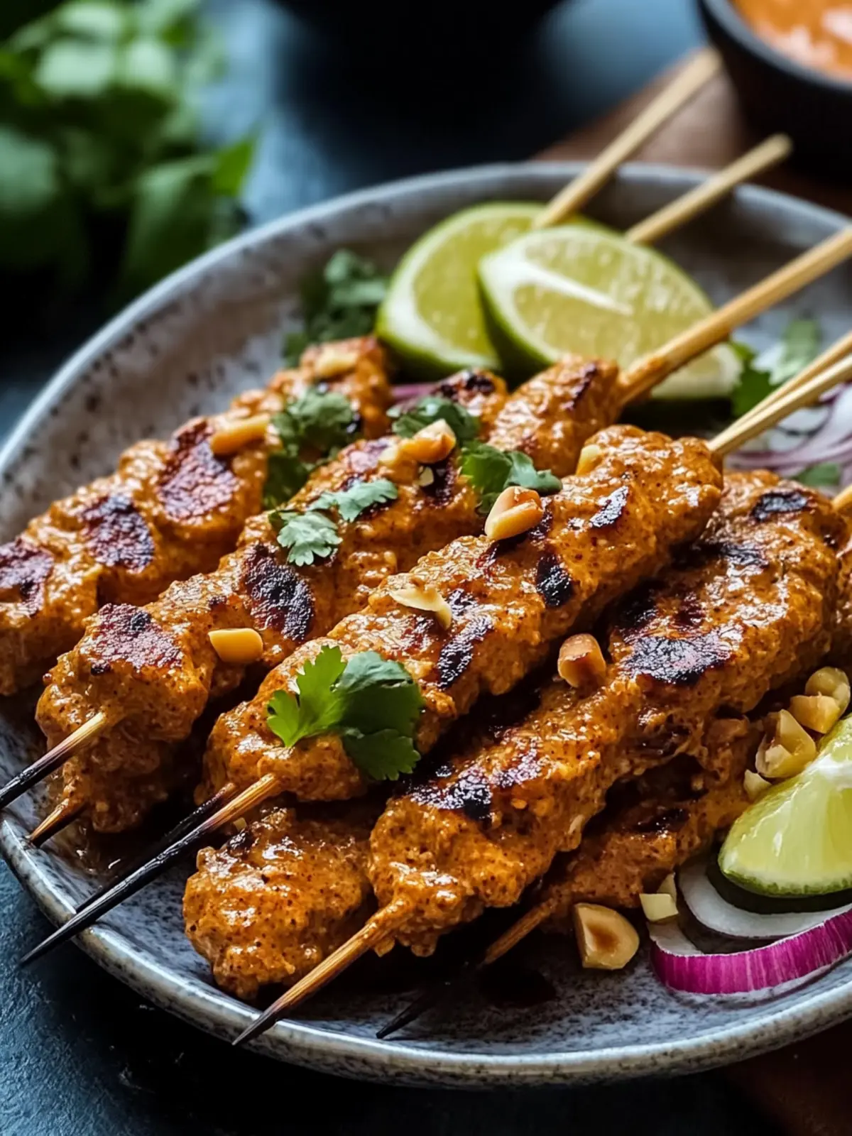 Hähnchen-Satay mit würziger Erdnuss-Dip-Sauce – Genuss pur! 4 Hähnchen-Satay mit würziger Erdnuss-Dip-Sauce