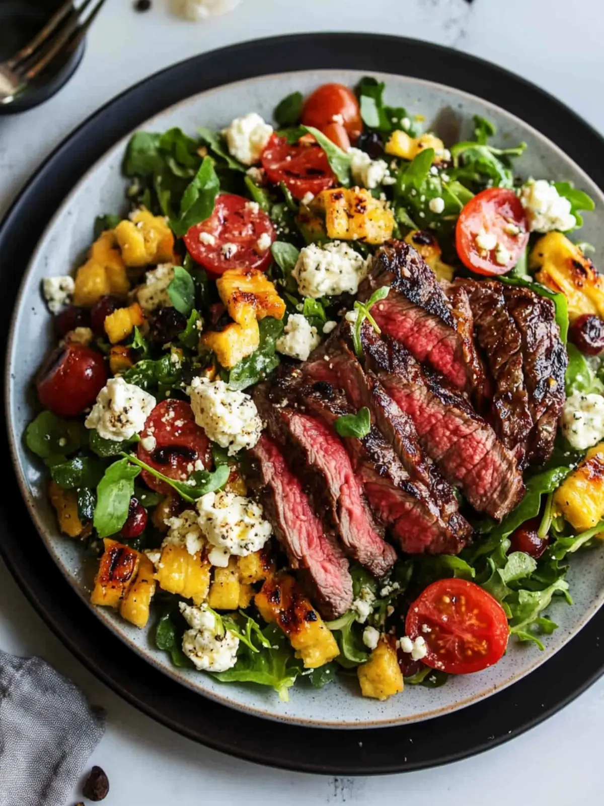 Balsamico-Rindfleisch-Gorgonzola-Salat mit gegrilltem Mais schnell zubereitet 4 Balsamico-Rindfleisch-Gorgonzola-Salat mit gegrilltem Mais