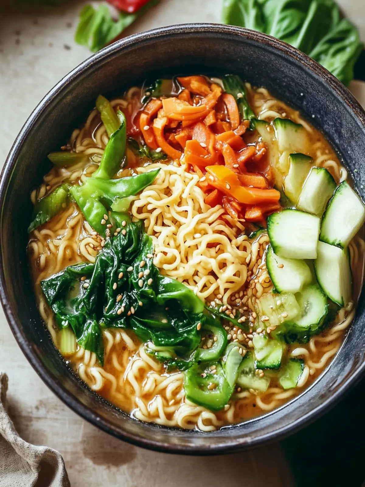 Genieß deine vegane Miso Erdnuss Ramen mit frischem Gemüse 4 Vegane Miso Erdnuss Ramen mit Gemüse