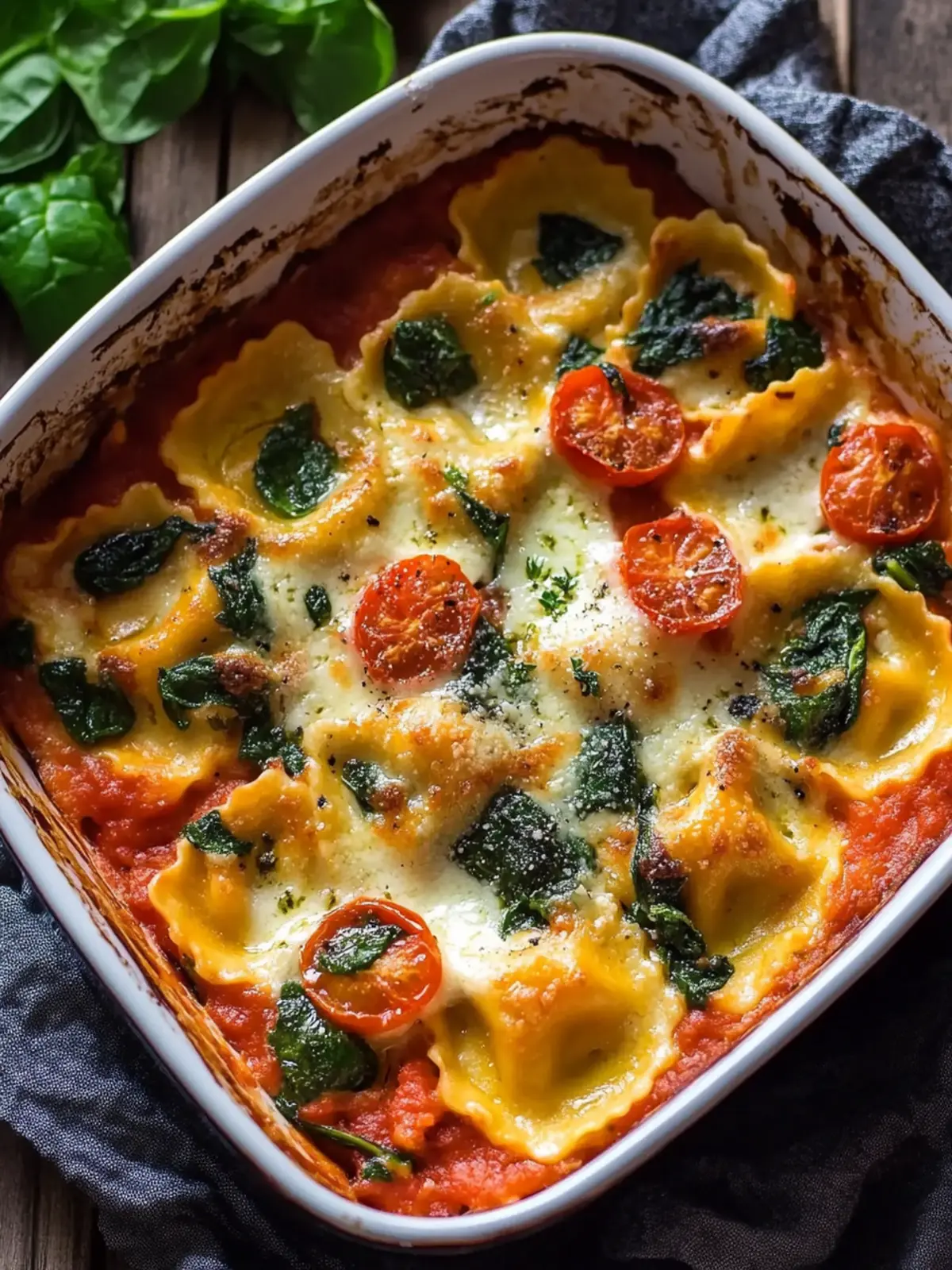 Ravioli Casserole mit Tomaten und Spinat: Schnell & Lecker 4 Ravioli casserole with tomatoes and spinach