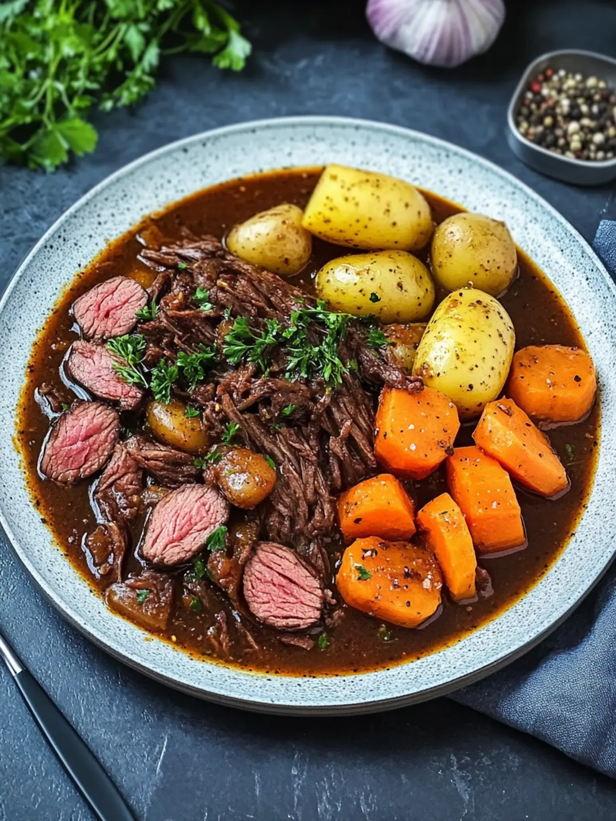 Herzhaftes Rindfleisch-Eintopf mit Kartoffeln und Karotten 5 Eintopf mit Rindfleisch, Kartoffeln und Karotten