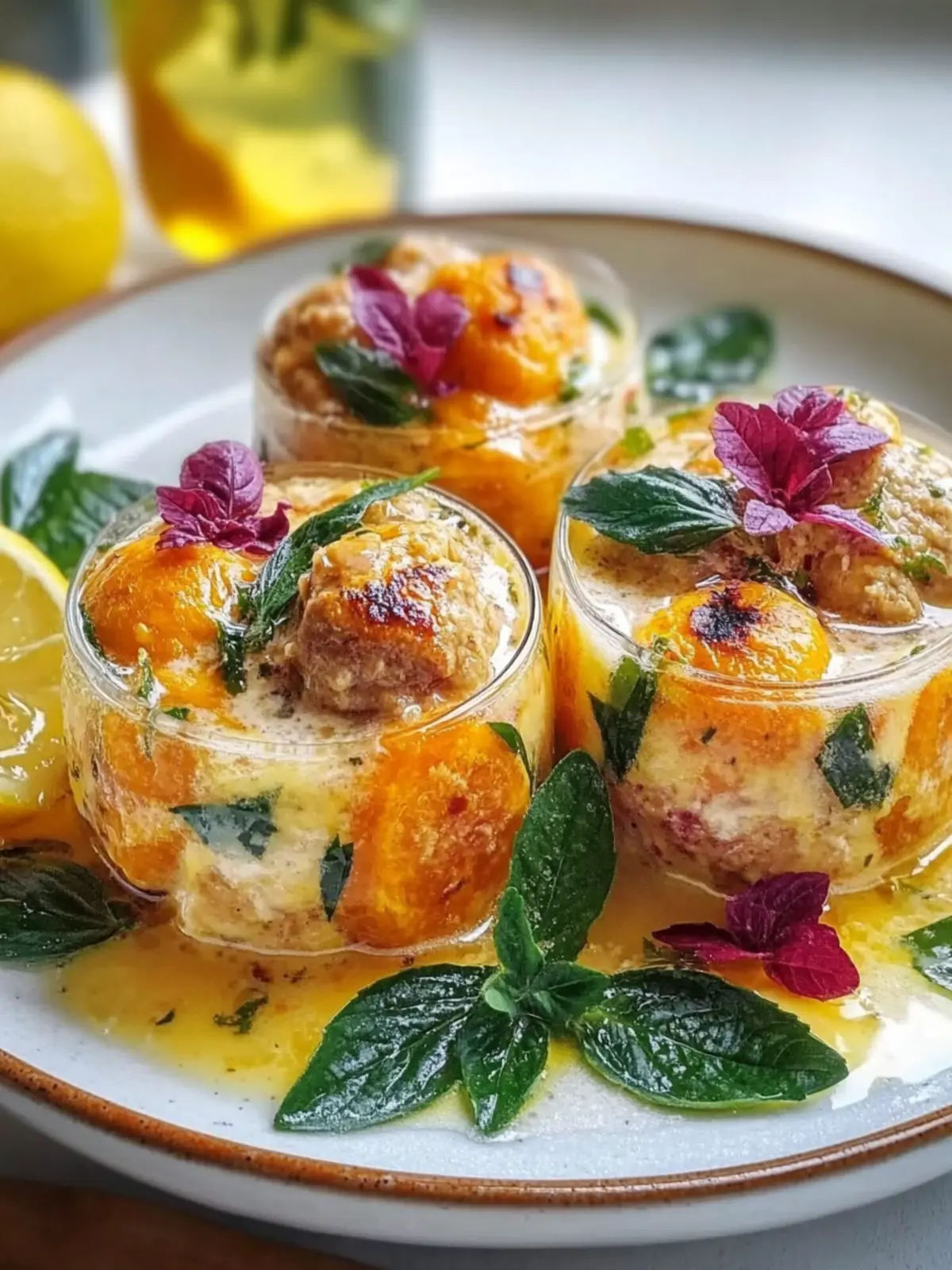 Kürbis-Hähnchenfleischbällchen in Salbeisahnesoße für Gemütlichkeit 4 Kürbis-Hähnchenfleischbällchen in Salbeisahnesoße