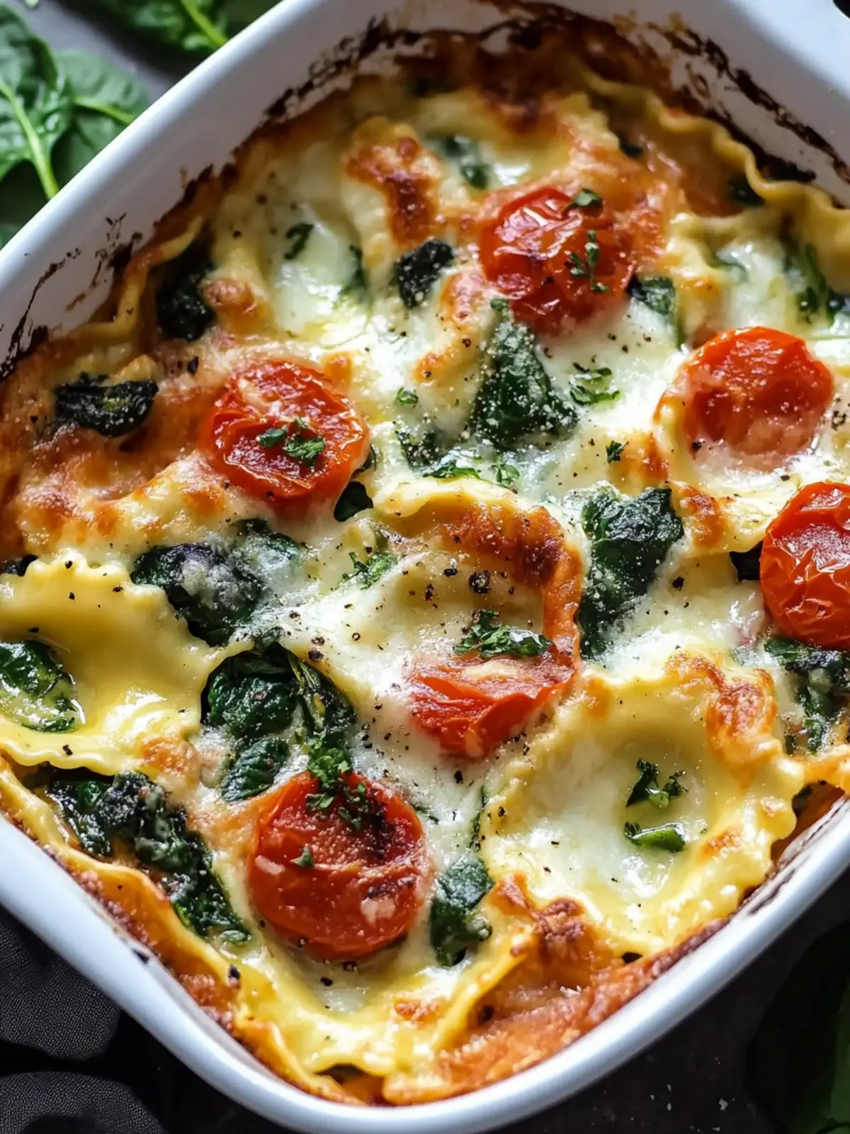 Ravioli Casserole mit Tomaten und Spinat: Schnell & Lecker 3 Ravioli casserole with tomatoes and spinach